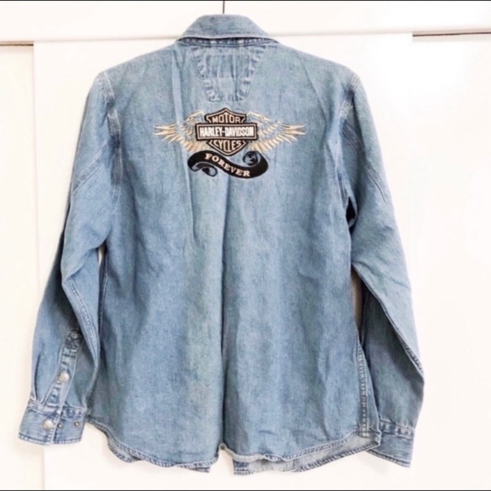 HARLEY DAVIDSON LS denim top
